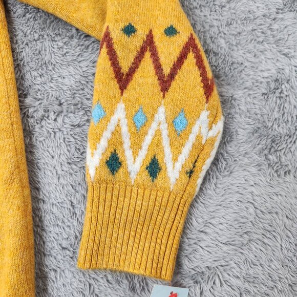 Cat & Jack Hooded Cardigan Kids Size L Yellow With Zip Closure Geometric Pattern - Picture 15 of 15